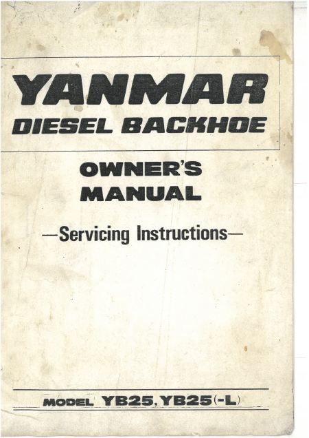 YANMAR YB25 - Owner's manual